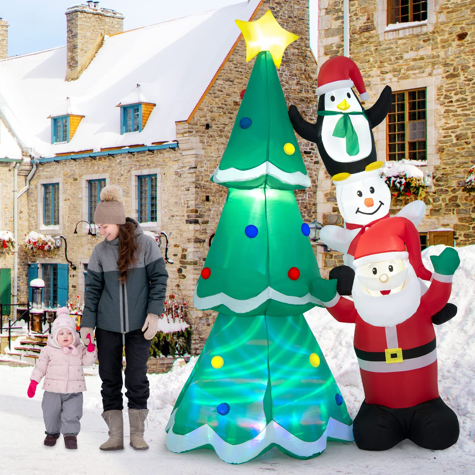 Tangkula Christmas Indoor Outdoor Inflatable Decoration for Yard Lawn